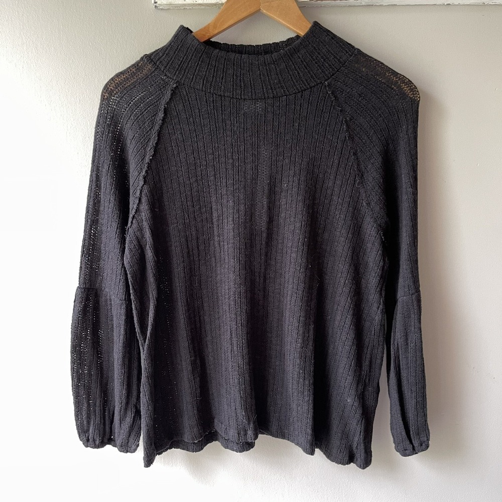 NEW White Willow Raglan Sleeve Black Knit 3/4 Sleeve Shirt Women's Size Medium